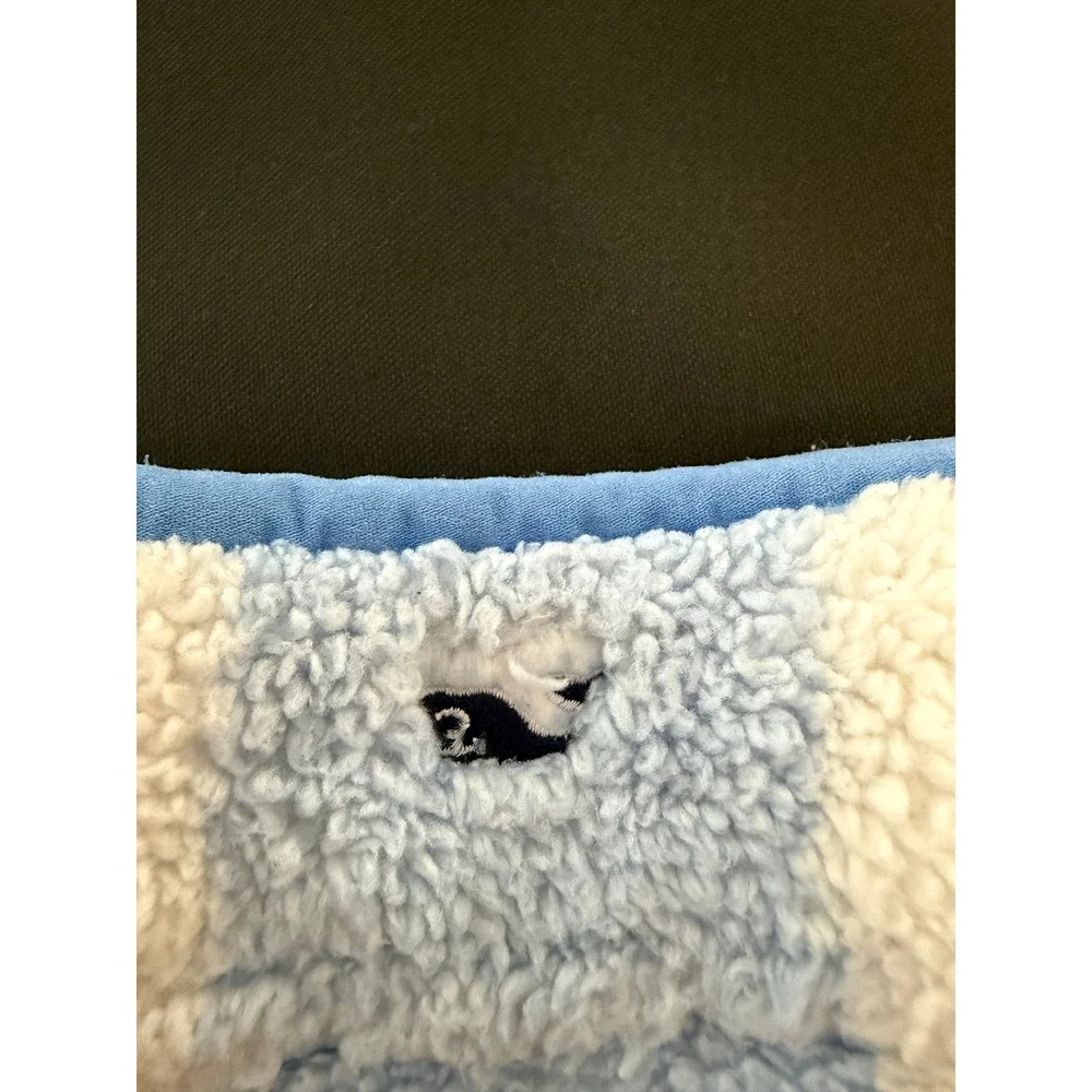 Vineyard Vines Boys Blue Buffalo Check Sherpa Fleece Quarter Zip  Med 10-12